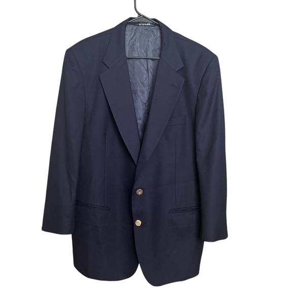 Burberry Vintage Men’s Navy Wool Blazer Gold Buttons Classic Grandpacore Preppy - Picture 1 of 15